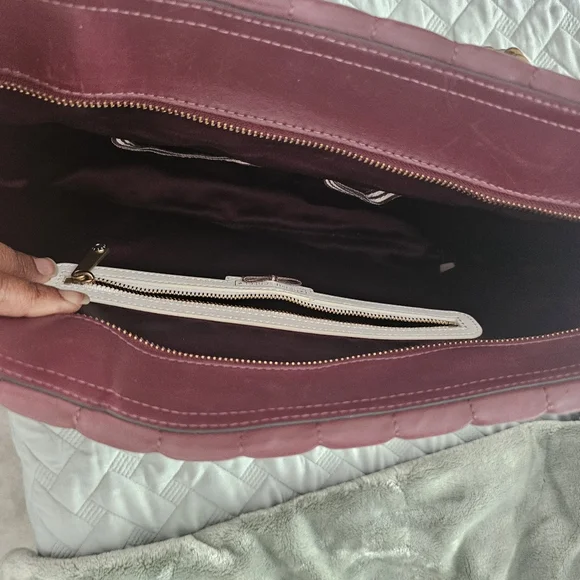 Henri Bendel Burgundy Purple Zip Tote Bag